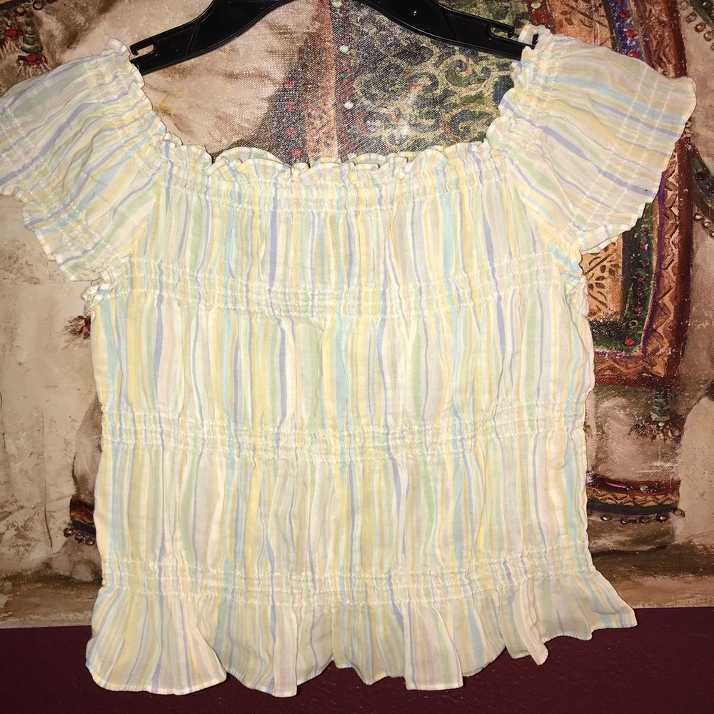 Express blue yellow crop top